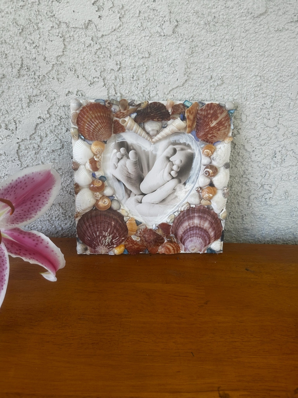 Seashell Heart Photo Frame - Brown & Cream Accents